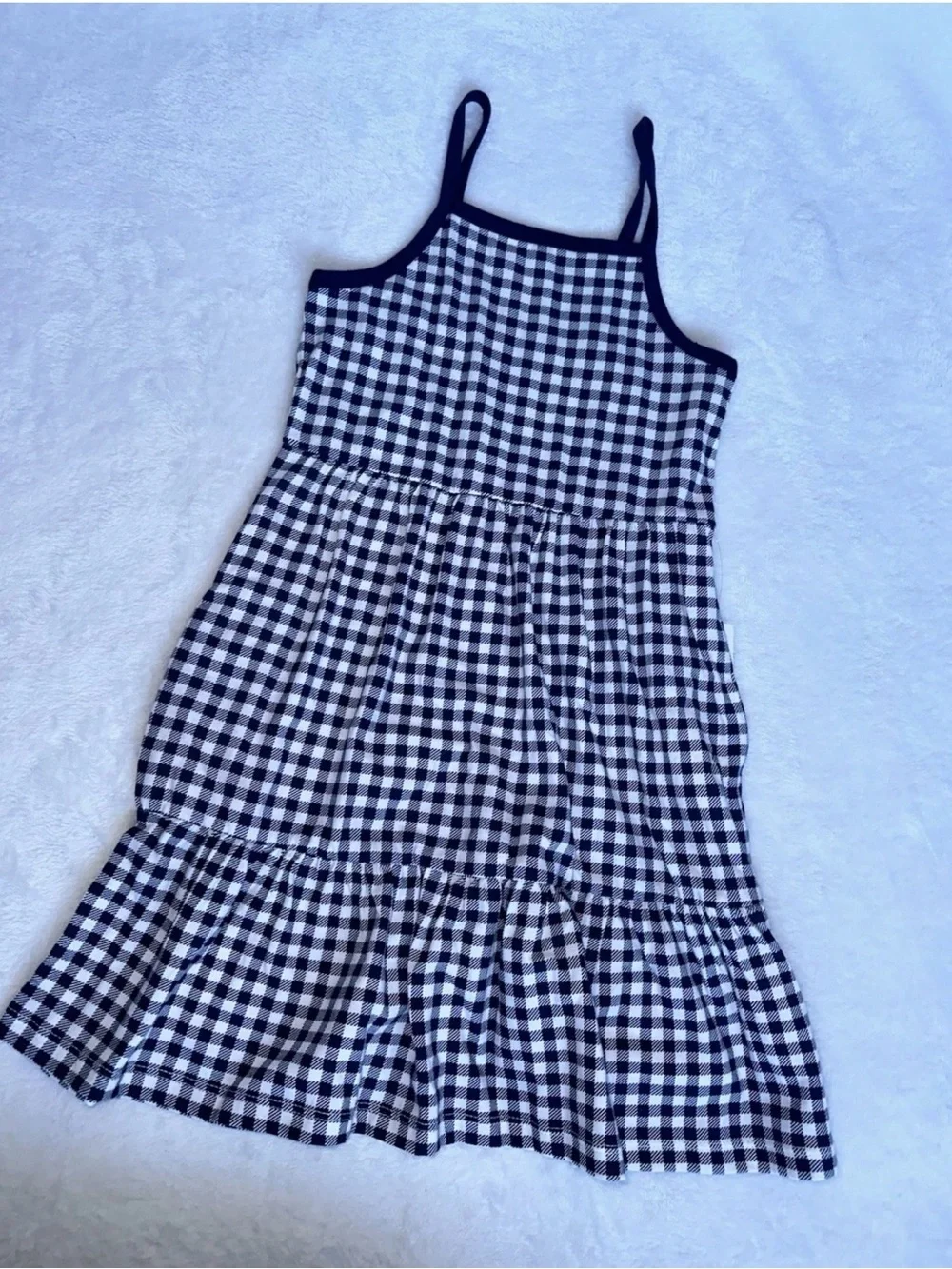 Old Navy Blue Gingham Picnic Tank Top Dress Girls XS 5 Cotton Sleeveless NWT